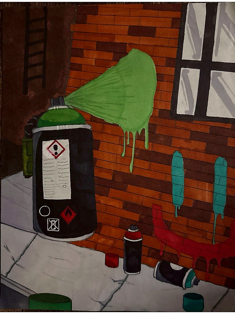 Spray Paint artwork by Camden Bates — hand-drawn spray paint cans